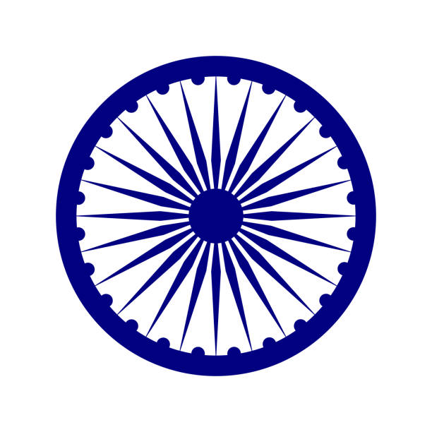 Ashoka Chakra Indian Symbol, Flag Code of India, vector design element Ashoka Chakra Indian Symbol, Flag Code of India, blue vector design element dharmachakra stock illustrations