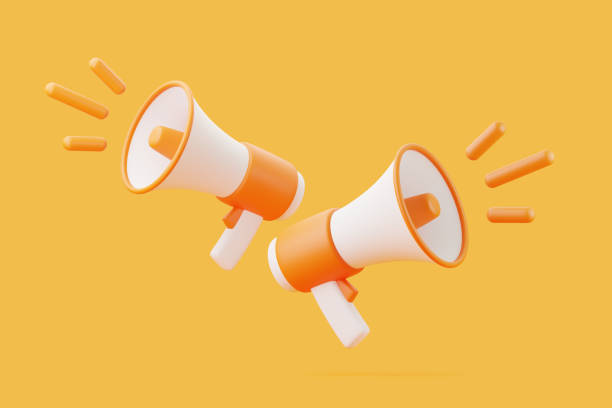 istock Cartoon megaphone on orange background 1692848286