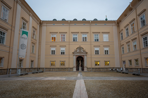Salzburg, Austria - Nov 12, 2019: Salzburg University Courtyard - Dietrichsruh - Salzburg, Austria