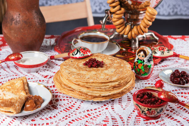 istock Pancakes with berries and sour cream 1693000670