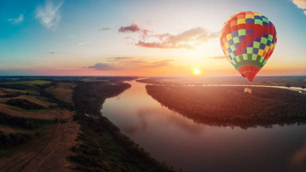 istock Hot air balloons floating up to the sky 1693000687