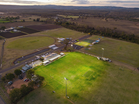 Floodlit football fields and evening training at Gatton in the Lockyer Valley, Queensland