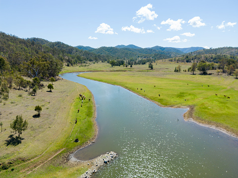 Scenic small dam on picturesque rural Australian farm