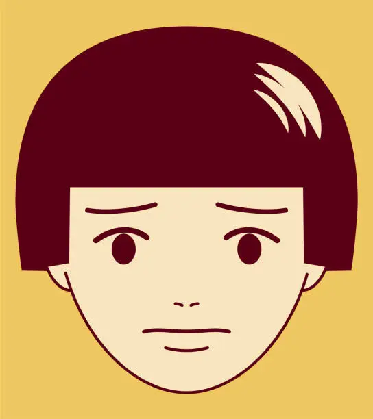 Vector illustration of A frowning girl character face design