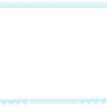 Concept of a blue greeting card with line and hearts, copyspace for text.