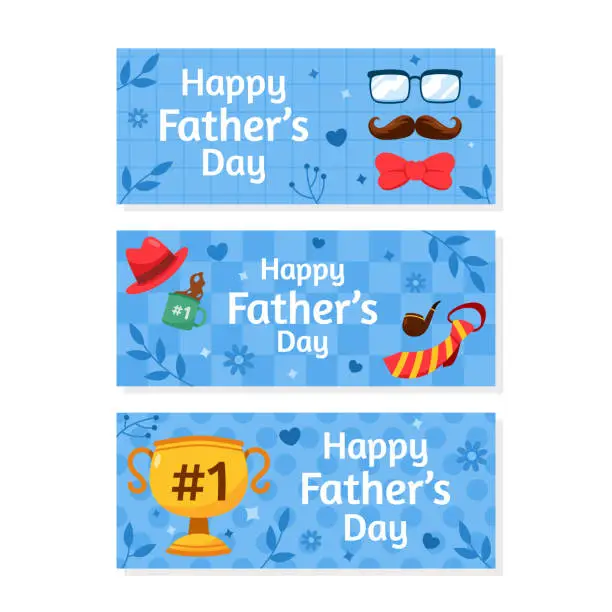 Vector illustration of Blue Banner For Fathers Day