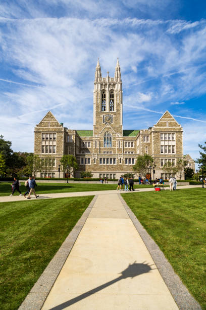 Gasson Hall on the Boston College campus n Newton, MA Newton, MA - September 15, 2023: Gasson Hall on the Boston College campus, designed by Charles Donagh Maginnis in 1908, it represents collegiate gothic architecture. boston college campus stock pictures, royalty-free photos & images