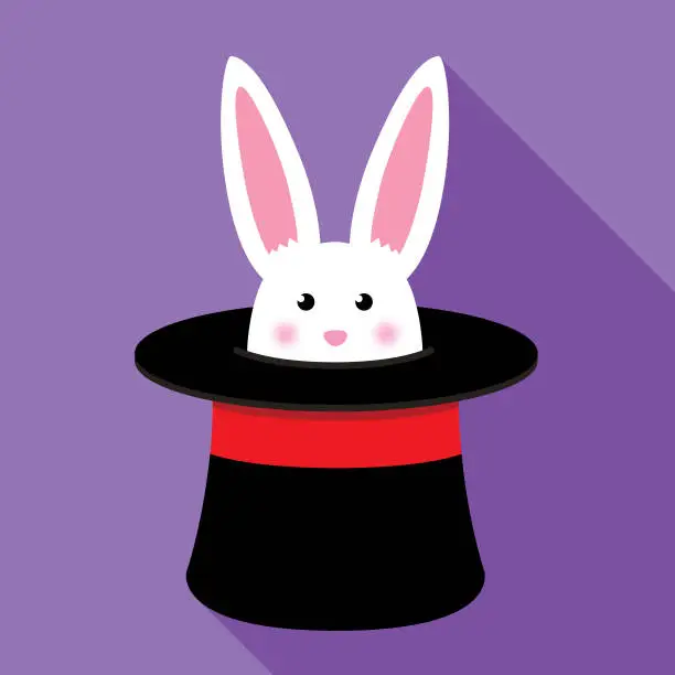 Vector illustration of White Rabbit In A Magicians Hat