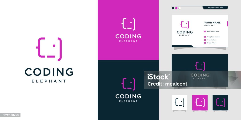 Coding With Elephant Look Creative Design Internet Computer Premium ...