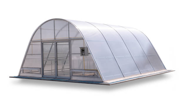 istock Modern Glasshouse isolated on a white background ,include clipping path 1693190182