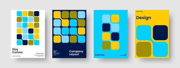 geometrische buchcover-vorlage. isoliertes flyer-layout. abstraktes berichtsdesign. hintergrund. geschäftliche präsentation. broschüre. plakat. banner. broschüre. markenidentität. tagebuch. werbung. notizbuch - geometrische-formen stock-grafiken, -clipart, -cartoons und -symbole