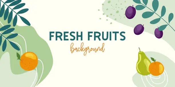 Vector illustration of Fresh fruits bright vector background