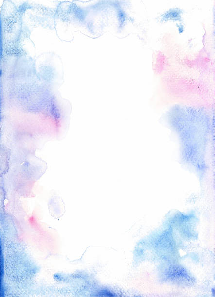 istock Frame of gentle watercolor blur. Blue and pink shades on white. 1693261633