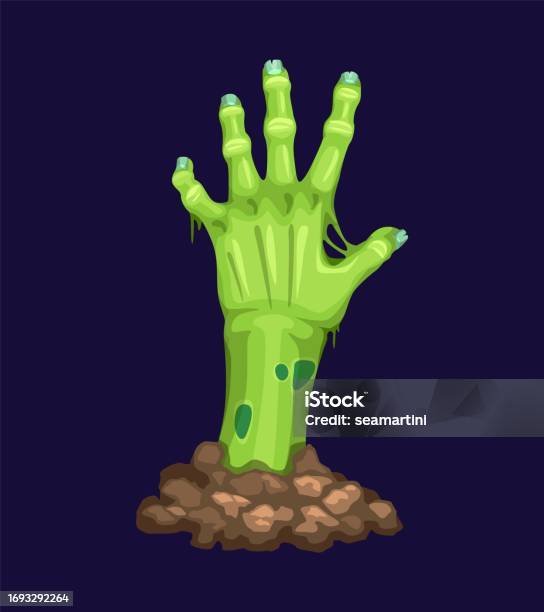Hand Sign Dead Cartoon Zombie Hand For Halloween Dead From Grave Stock Illustration ...