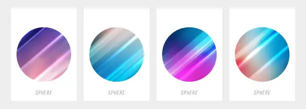 Vector illustration of Vibrant colored spheres. Set of bright dynamic gradient round shapes. Futuristic abstract backgrounds.