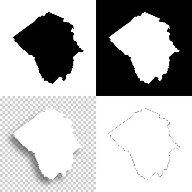 Vector illustration of Pitt County, North Carolina. Maps for design. Blank, white and black backgrounds