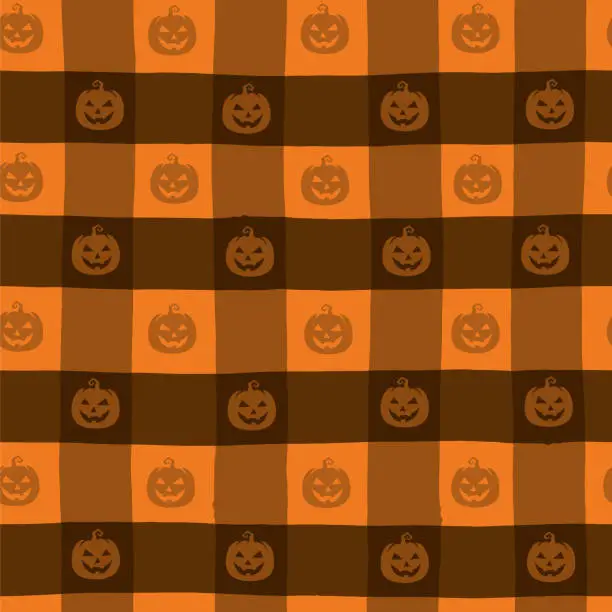 Vector illustration of Halloween Tartan Seamless Pattern.