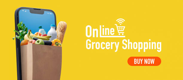 istock Online grocery shopping app on smartphone 1693324101