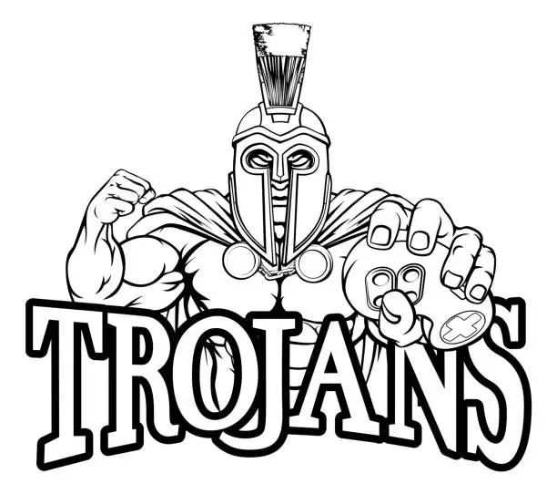 Vector illustration of Trojan Spartan Gamer Warrior Controller Mascot