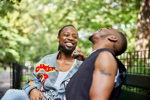 New Yorkers relaxing in Upper Manhattan public park