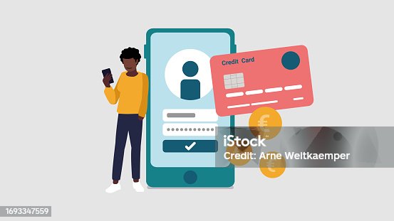 istock Vector illustration of secure shopping – security concept 1693347559