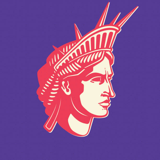 illustrazioni stock, clip art, cartoni animati e icone di tendenza di statua della libertà. simbolo usa - crown liberty statue