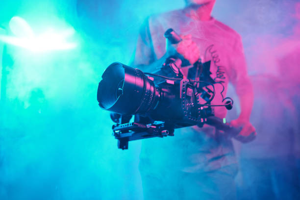 Cameraman shooting content with professional camera