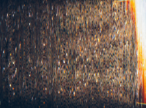 Glitch vibration. Noise design. Interference pattern. Vhs background with blurred yellow white black pixel distortion ornament.