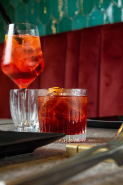istock Spritz and negroni cocktails on the table at the restaurant 1693376512