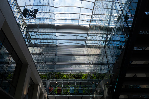 Glass roof of a modern office complex