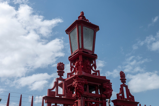 Red Street Lamps in Central Auckland, New Zealand