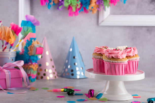 istock Birthday party concept with cupcake 1693379339