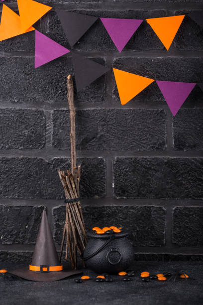 istock Halloween background with witches hat 1693379365