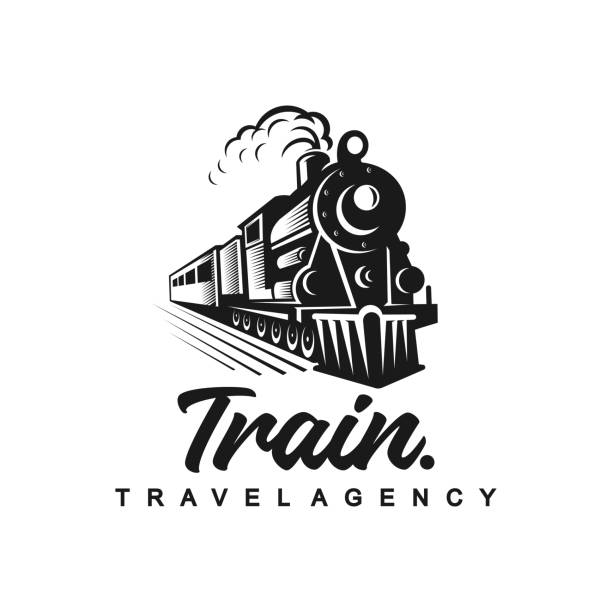 винтажный поезд векторный шаблон иллюстрация - train steam train vector silhouette stock illustrations