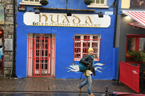 Galway, Ireland - October 09, 2022 - Galway is a city in the West of Ireland, in the province of Connacht, which is the county town of County Galway. The city has a population of about 86000 people