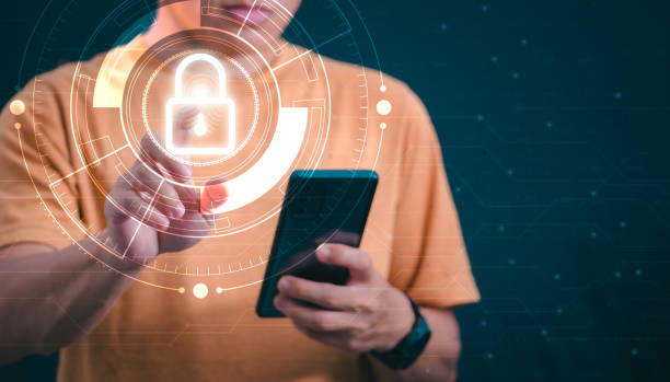 istock Protection and encryption of fingerprint data with network technology for security. To protect against crimes, hackers, and everyday online attacks, technology, and data security. authentication 1693424658