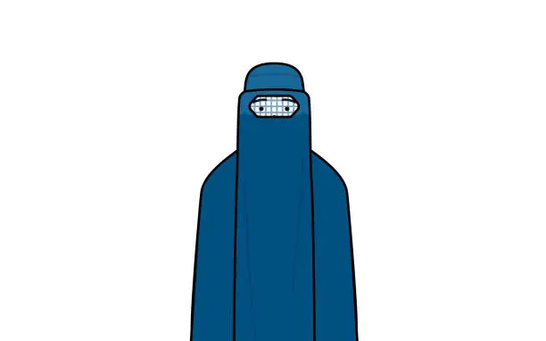 Vector illustration of Muslim woman in burqa with a smile facing forward