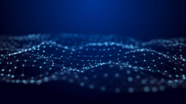 istock Abstract blue futuristic background. Technological wave of information data flow. 3D rendering. 1693431072