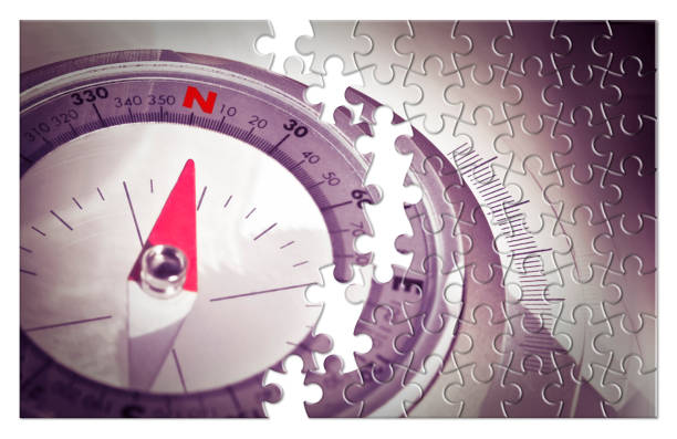Navigational Compass On Colorful Background
