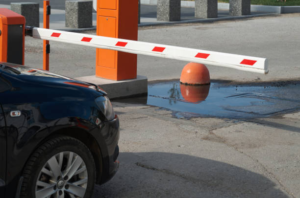 closed automatic barrier on white background. Isolated 3D illustration