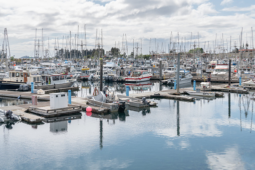 Commercial, Fishing and Pleasure boats docked in the Marina, Sitka, Alaska, USA
