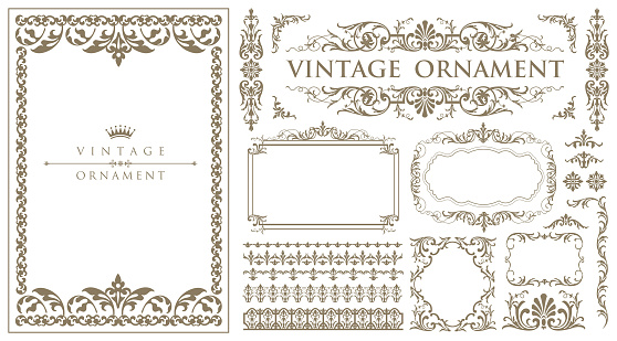 Set of Decorative vintage frames and borders set. Vector design. luxury calligraphic swirls