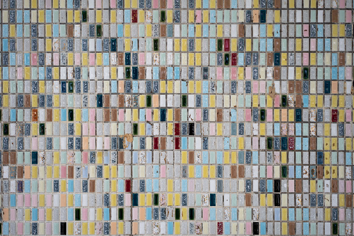 Multi colour rectangle tiles on the wall