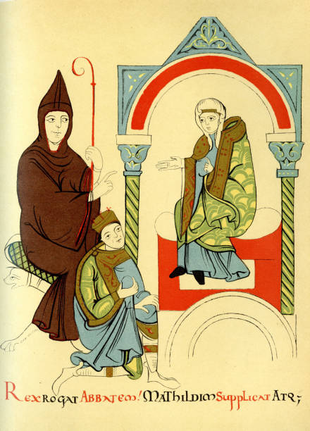 Henry IV Holy Roman Emperor asks Matilda of Tuscany and Abbot Hugh of Cluny to intercede to  Pope Gregory VII for the revocation of his excommunication,11th century
