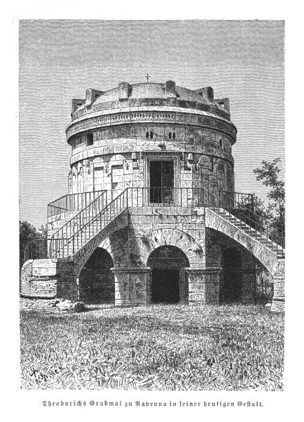 istock Mausoleum of Theodoric in Ravenna Italy built in 530 AD by Theoderic the Great , king of Ostrogoths and ruler of Italy as his future tomb, vintage engraving 1693559803