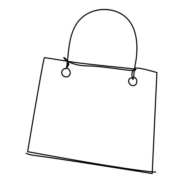 ilustrações, clipart, desenhos animados e ícones de desenho contínuo de linha de saco de compras. - shopping bag paper bag retail drawing