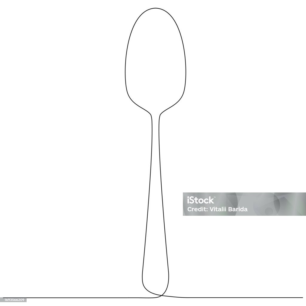 Line Work Spoons Kitchen Spoon Continuous Line Drawn Stock Illustration - Download Image ...