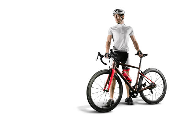 istock Athlete cyclists in silhouettes on neutral background. 1693595473