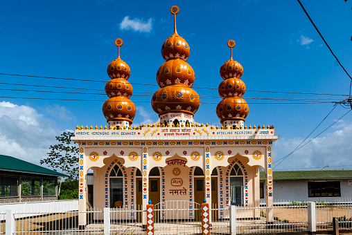 Exterior of a Hindu temple in Crommewijne, Suriname, South America