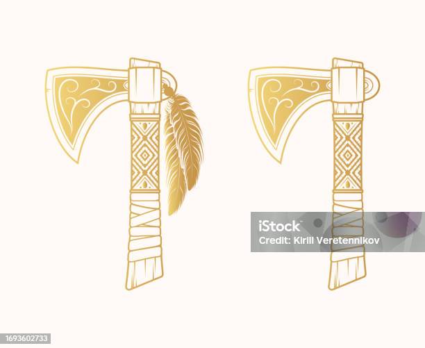 Tomahawk Pattern Vector Two Indian Tomahawks Isolated On A White Background Vector Ethnic ...
